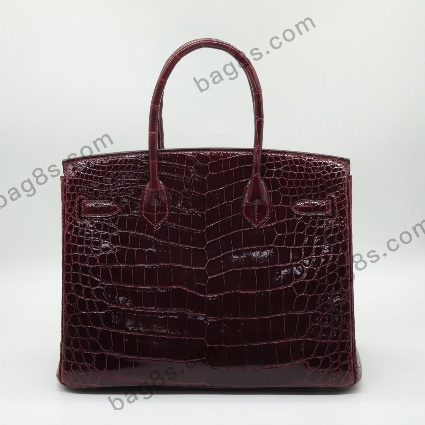 Bright Crocodile Platinum 30 Burgundy Silver Buckle