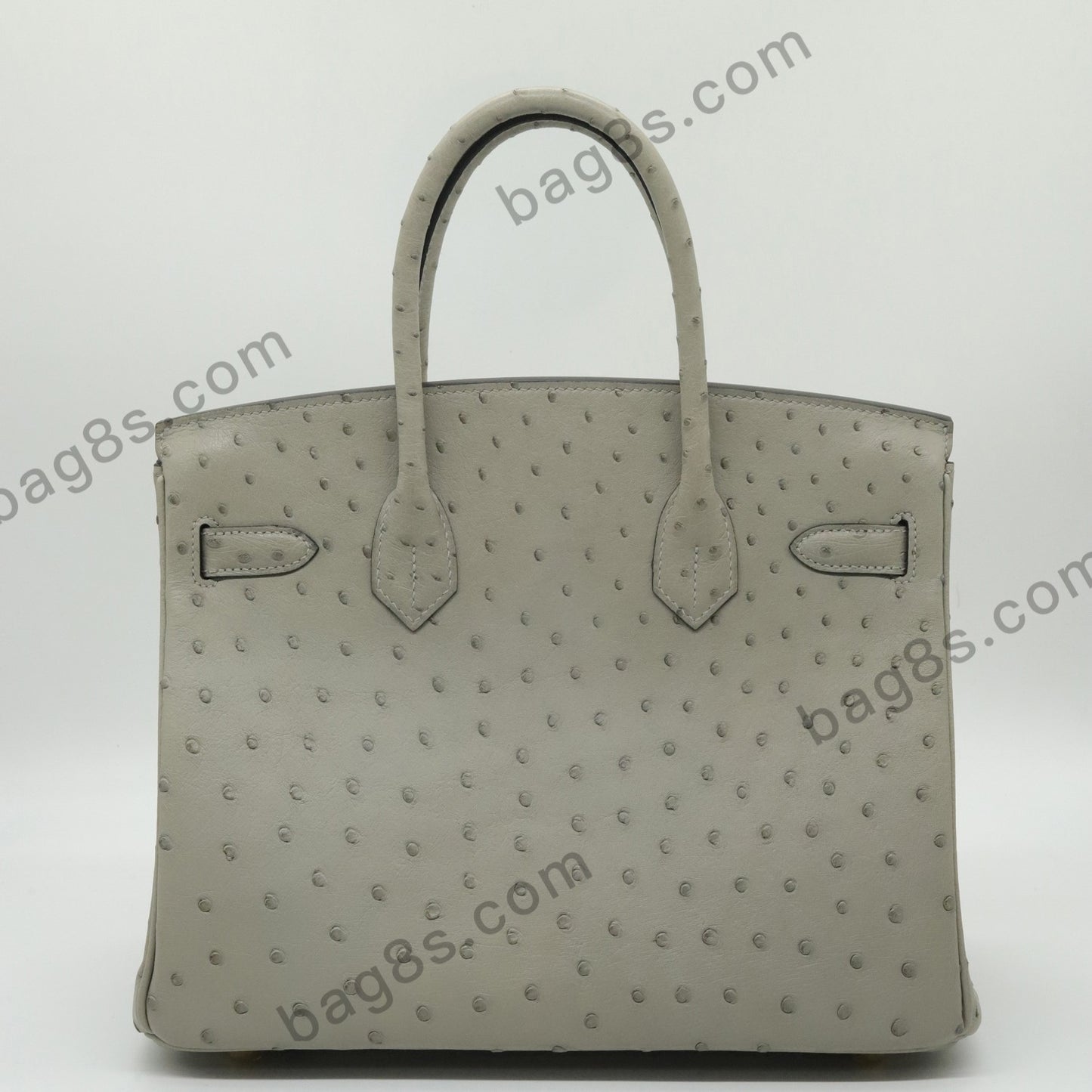 Ostrich leather platinum 30 turtledove grey gold buckle Gris Tourterelle