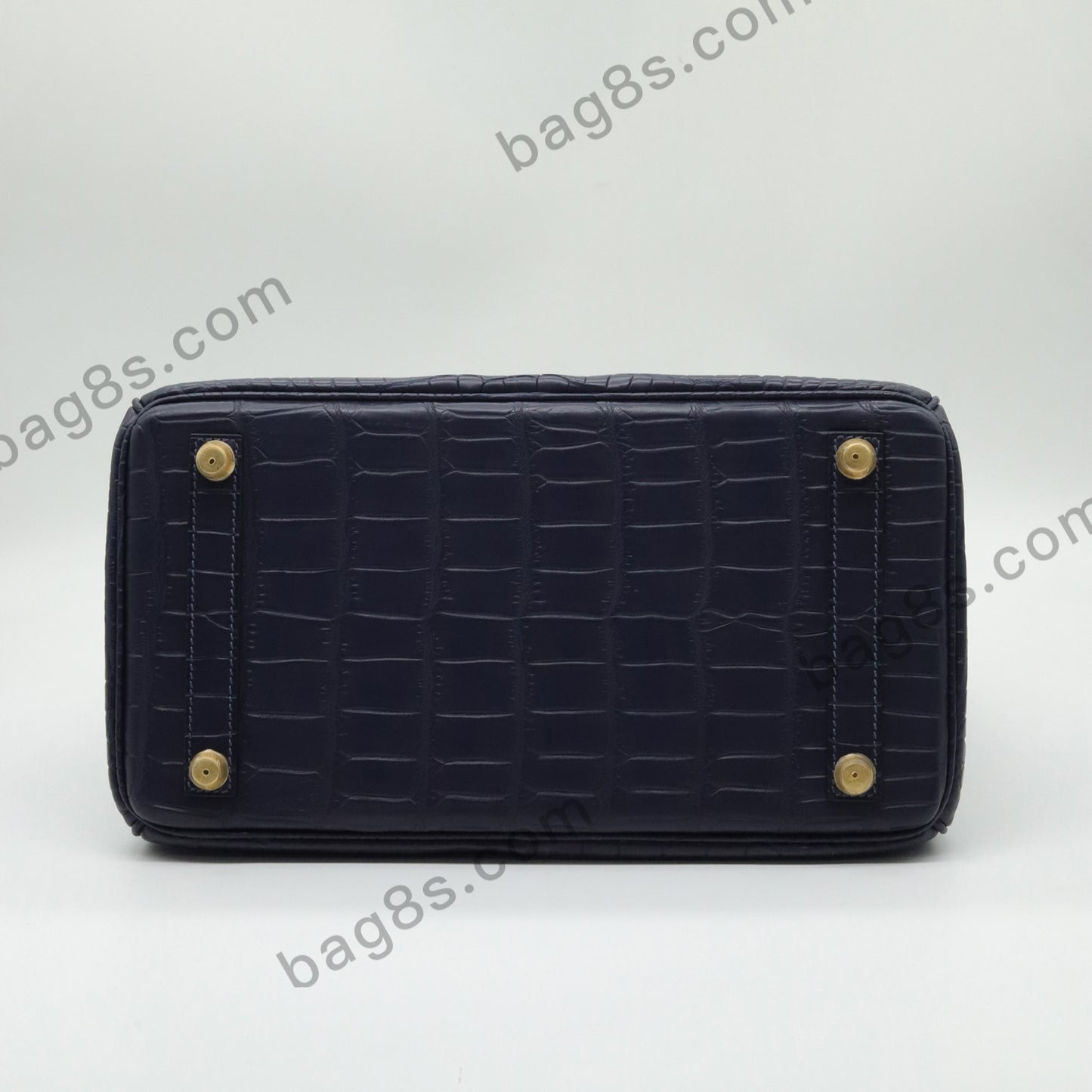 Matte Crocodile Platinum 30 Midnight Blue Gold Buckle