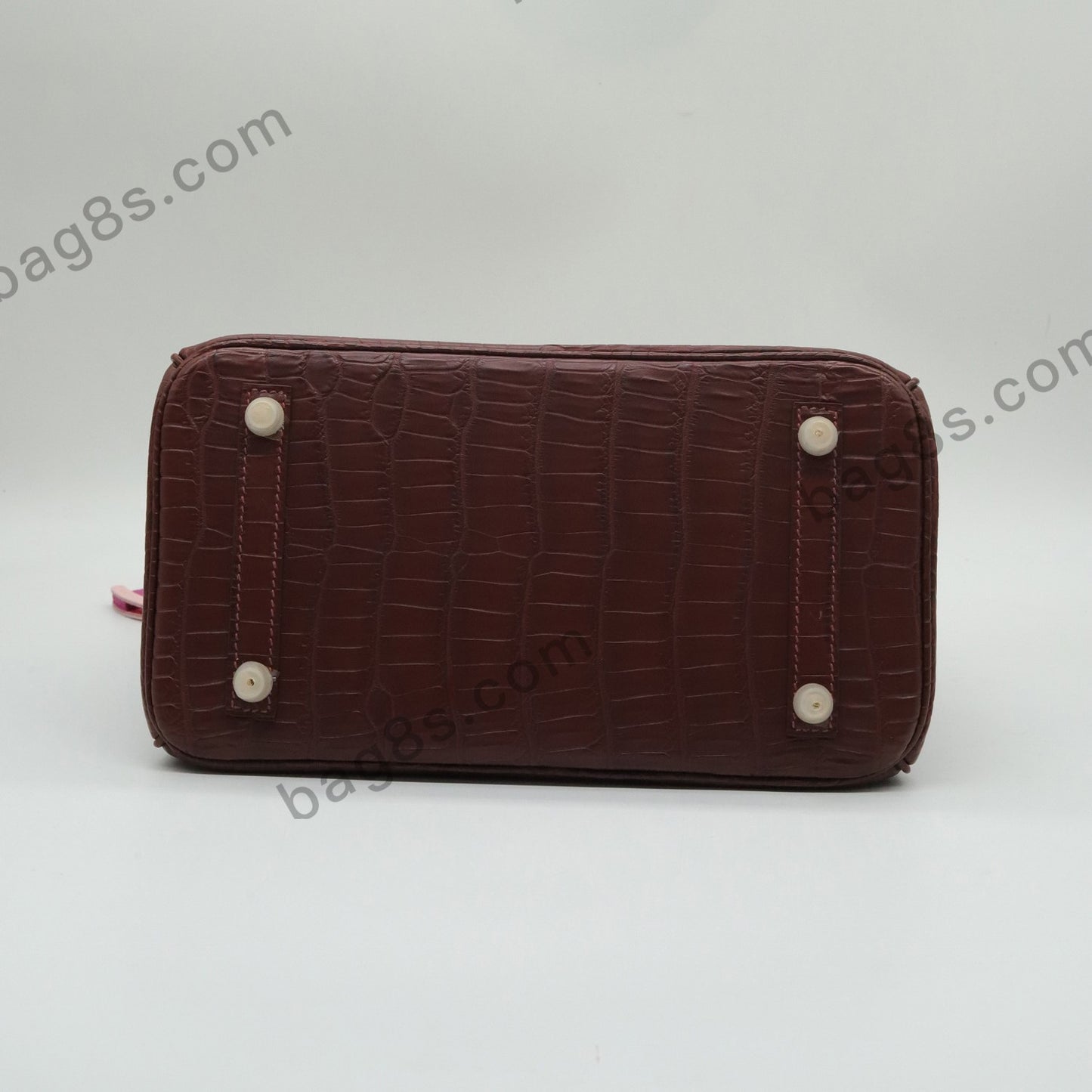 HCP matte crocodile platinum 25 red brown gold buckle