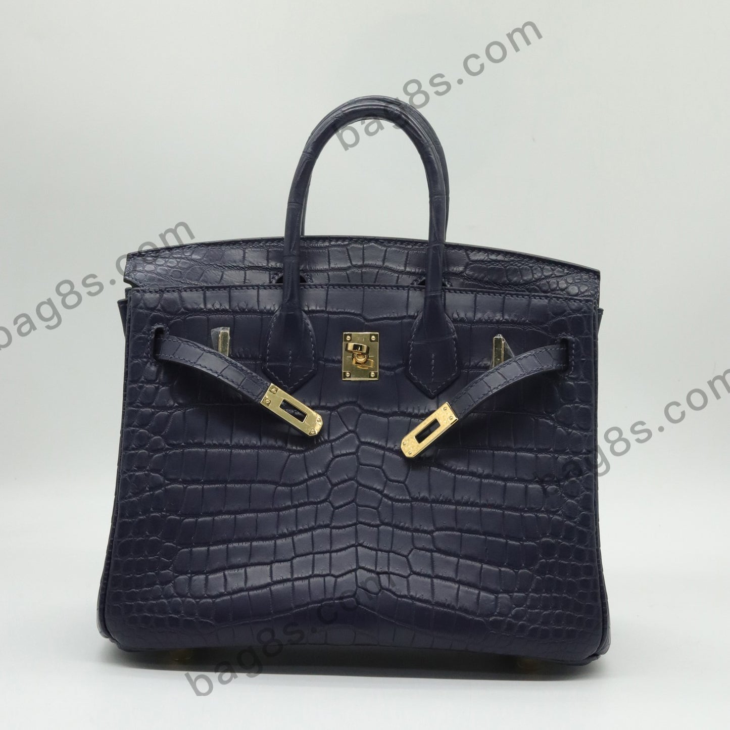 Matte Crocodile Platinum 25 Midnight Blue Gold Buckle Blue Nuit