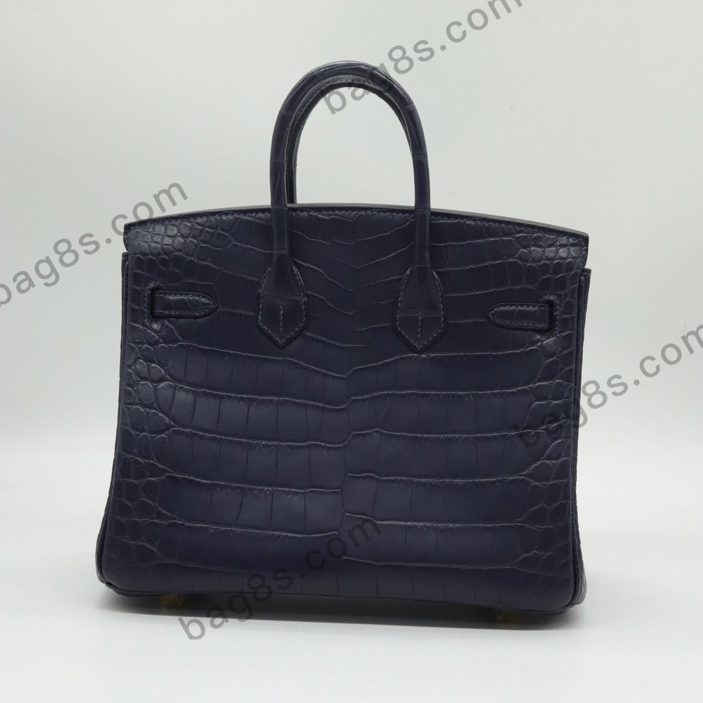 Matte Crocodile Platinum 25 Midnight Blue Gold Buckle Blue Nuit