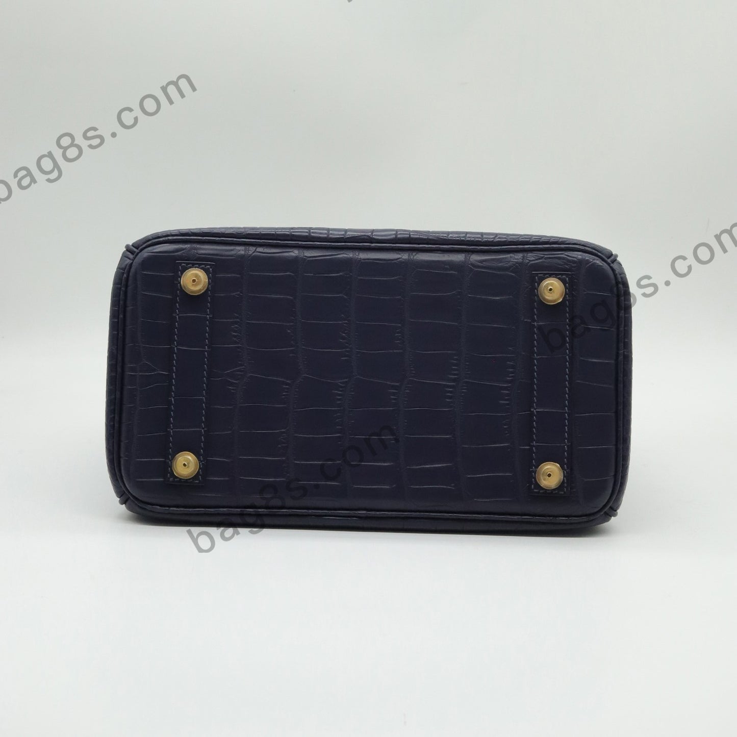 Matte Crocodile Platinum 25 Midnight Blue Gold Buckle Blue Nuit