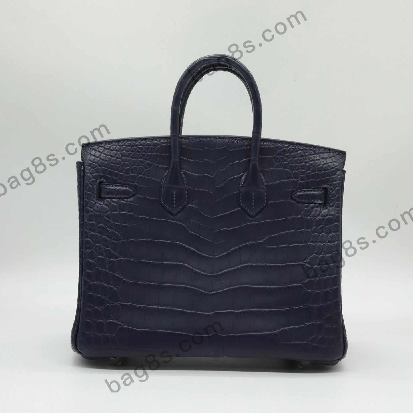 Matte Crocodile Platinum 25 Midnight Blue Silver Buckle Blue Nuit