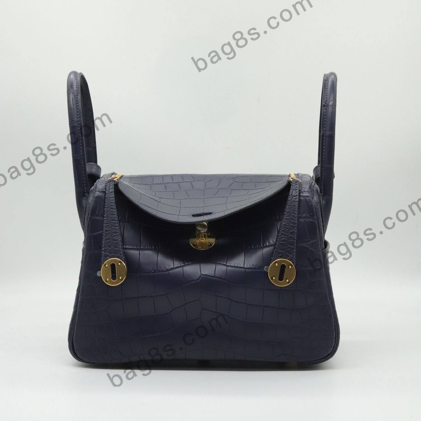 Matte Nile Crocodile Lindy 26 Midnight Blue Gold Buckle