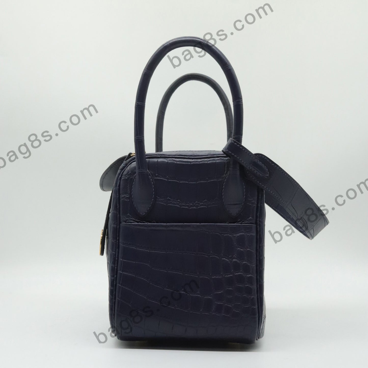 Matte Nile Crocodile Lindy 26 Midnight Blue Gold Buckle