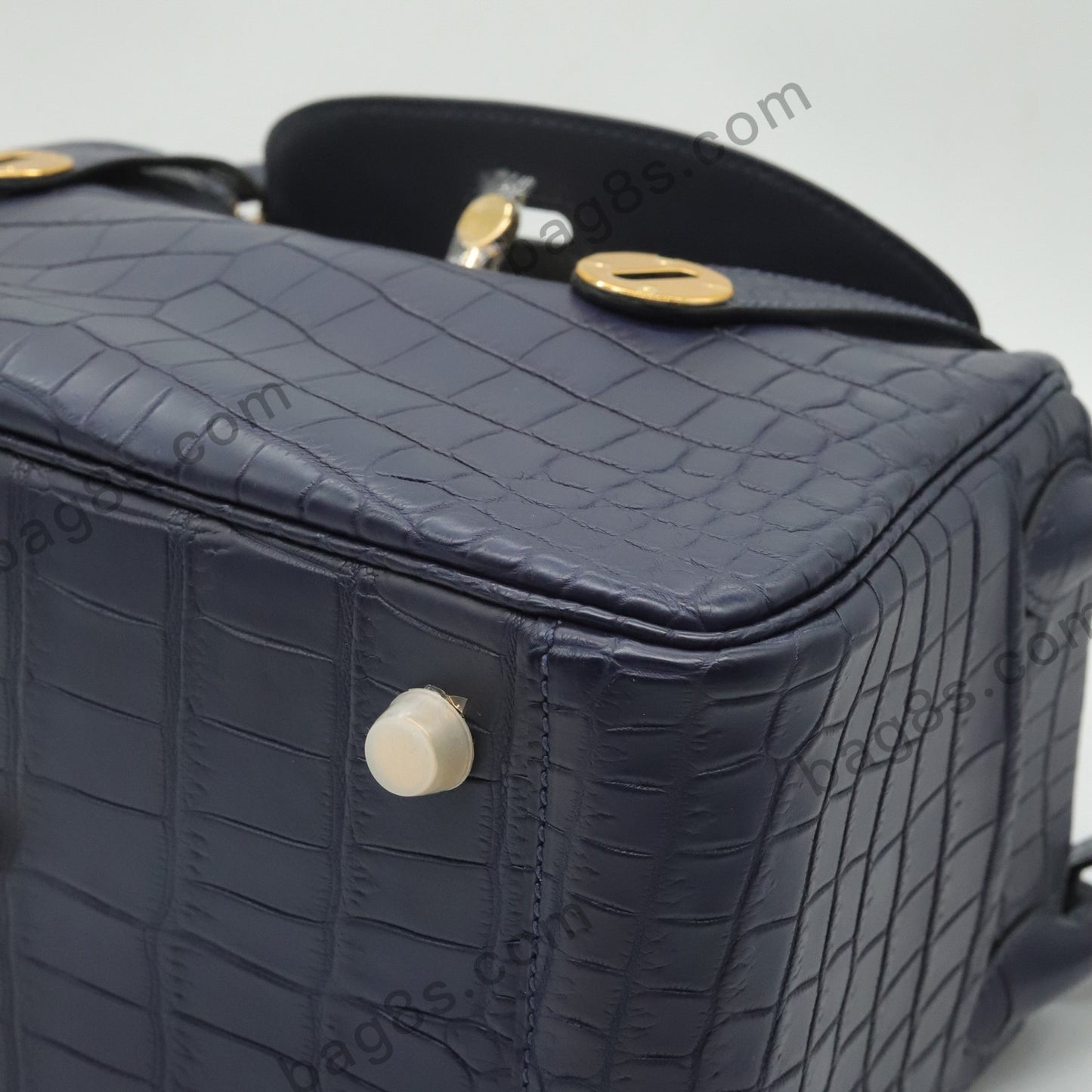 Matte Nile Crocodile Lindy 26 Midnight Blue Gold Buckle