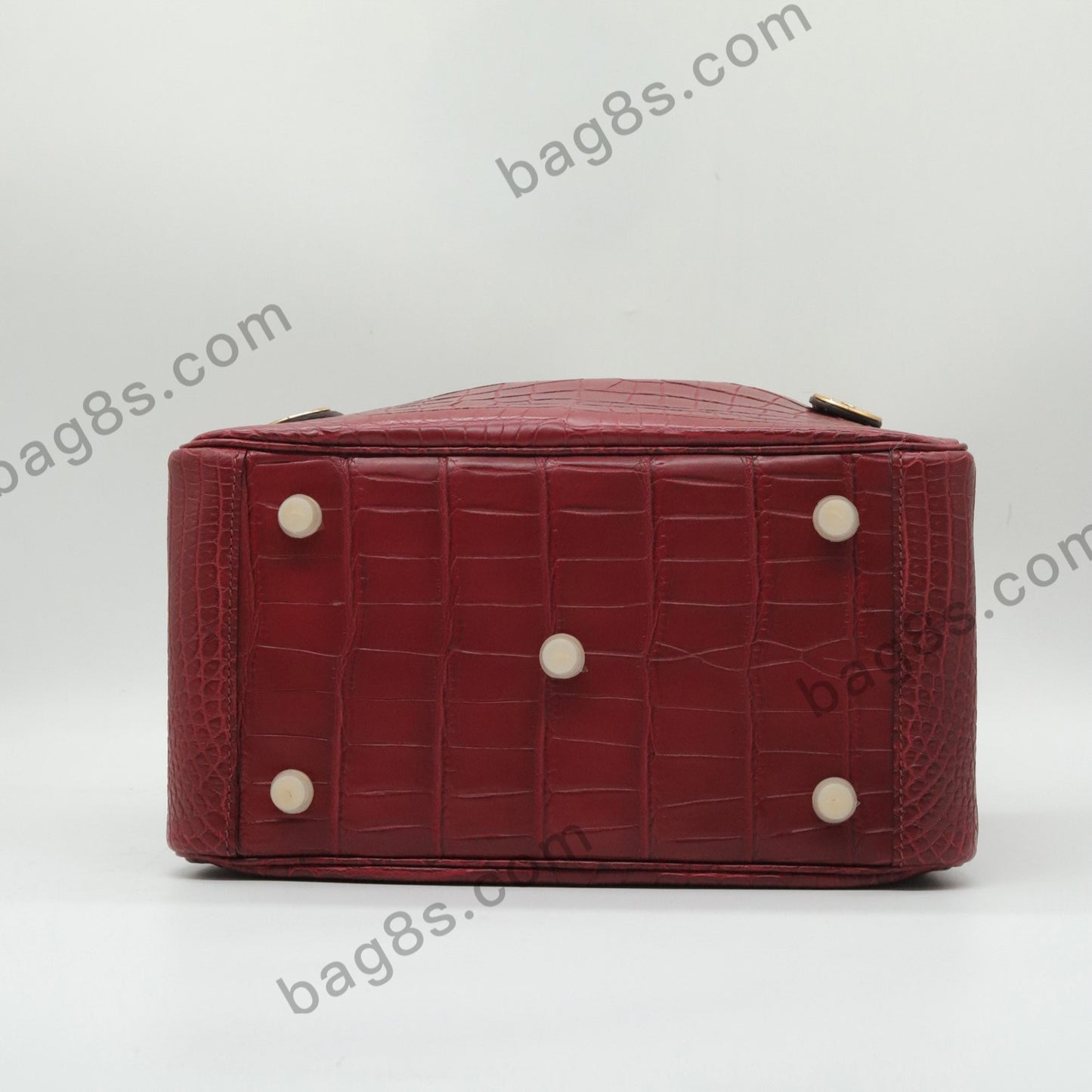 Matte Nile Crocodile Lindy 26 Red Brown Gold Buckle