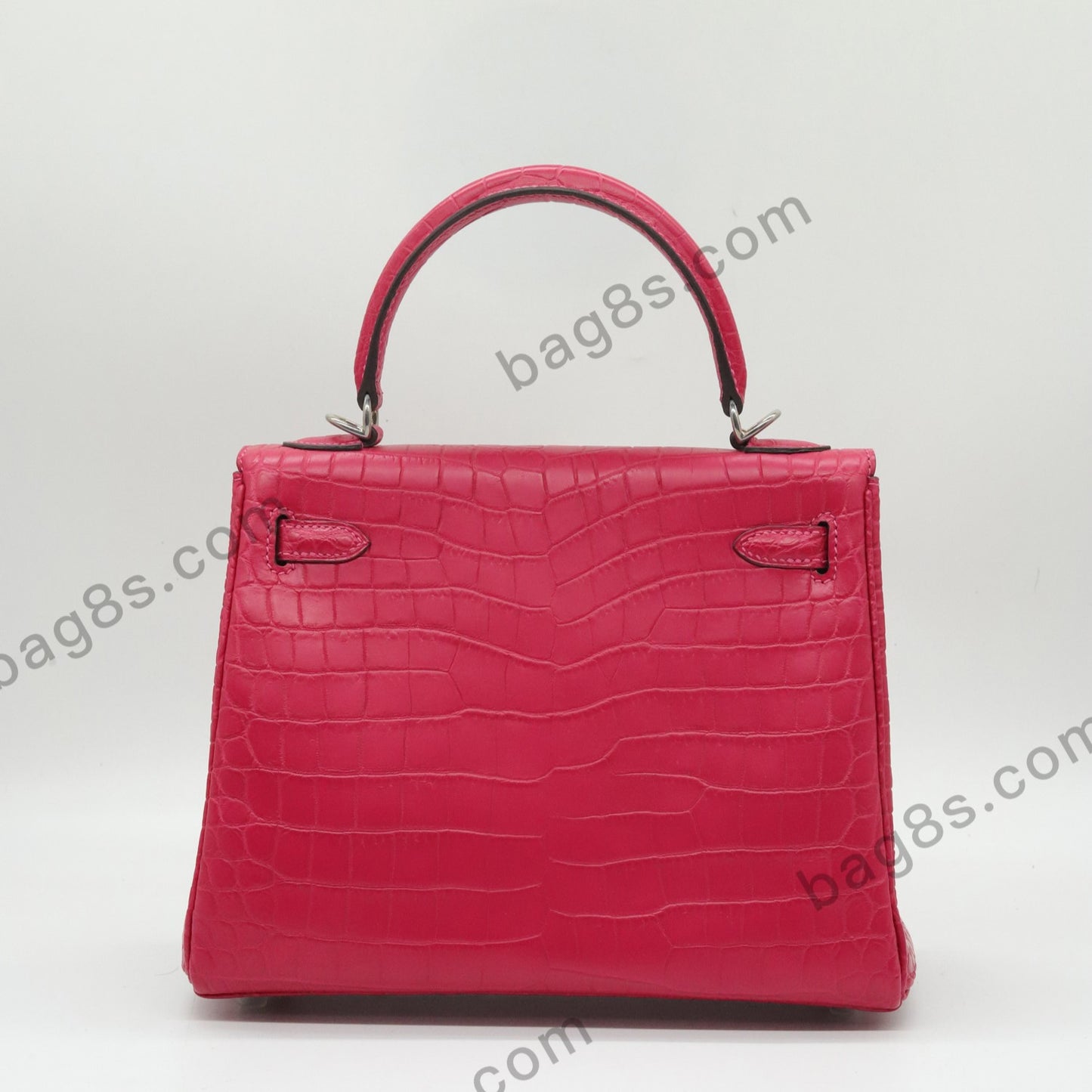 Matt Crocodile Kelly 25 Rose Red Silver Buckle