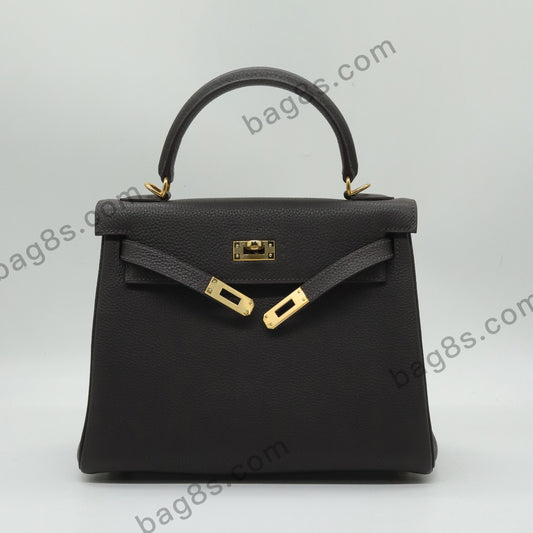 TOGO leather Kelly 25 ebony gold buckle