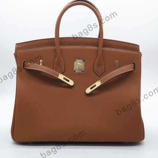 Litchi grain cowhide brikin 30 brown