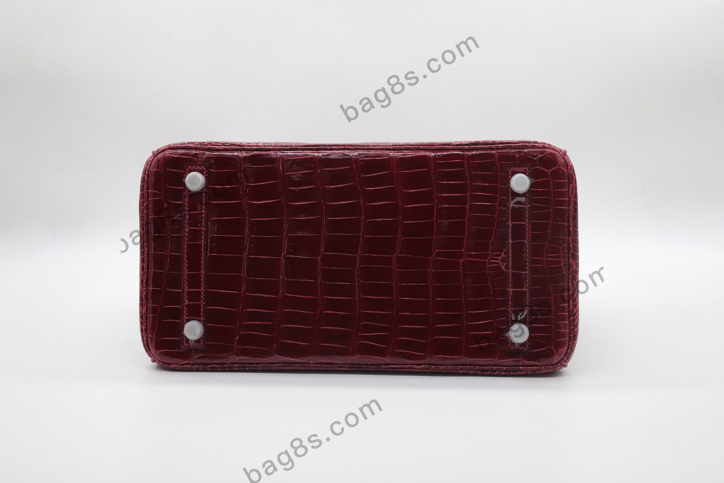 HCP shiny crocodile platinum 30 Bordeaux wine red silver buckle