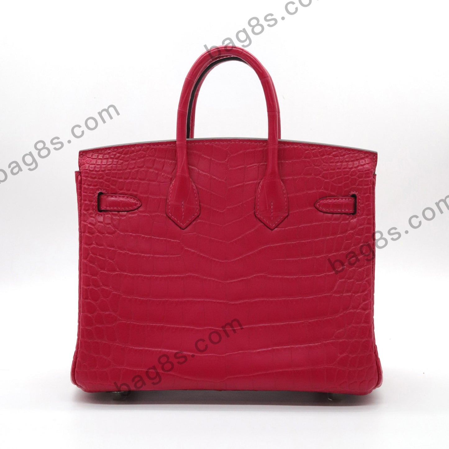 Matte Crocodile Platinum 25 Rose Red Silver Buckle