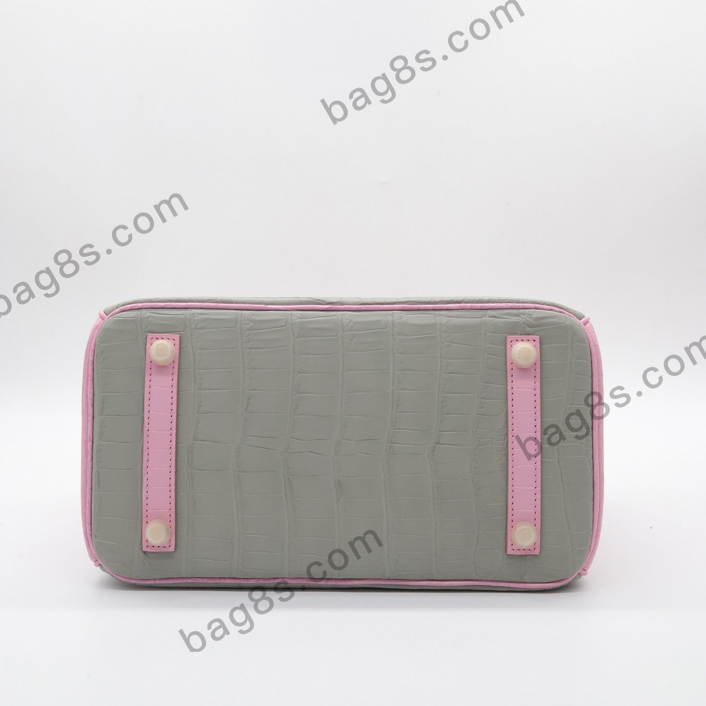 Matte Crocodile Platinum 25 Pearl Grey and Sakura Pink Gold Buckle